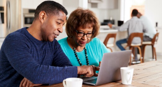 Couple paying bill online