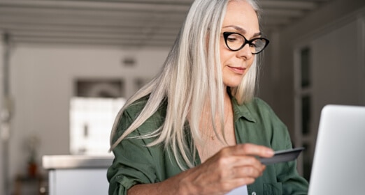 Woman paying bill online